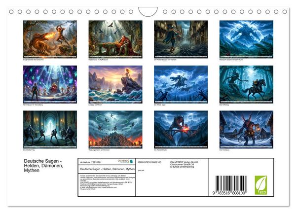 Produktbild: Deutsche Sagen - Helden, D&auml;monen, Mythen (Wandkalender 2027 DIN A4 quer), CALVENDO Monatskalender