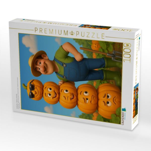 Produktbild: CALVENDO Puzzle K&uuml;rbisstolz - G&auml;rtner mit K&uuml;rbis | 1000 Teile Lege-Gr&ouml;&szlig;e 64x48cm Foto-Puzzle f&uuml;r gl&uuml;ckliche Stunden