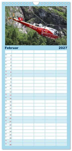 Produktbild: Familienplaner 2027 - Helikopter in der Luft mit 5 Spalten (Wandkalender, 21 x 45 cm) CALVENDO