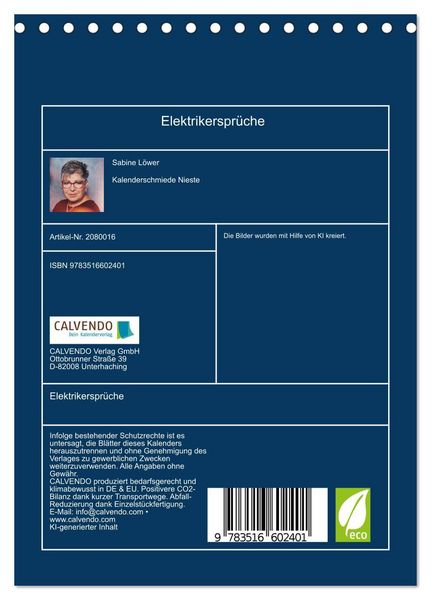 Produktbild: Elektrikerspr&uuml;che (Tischkalender 2026 DIN A5 hoch), CALVENDO Monatskalender
