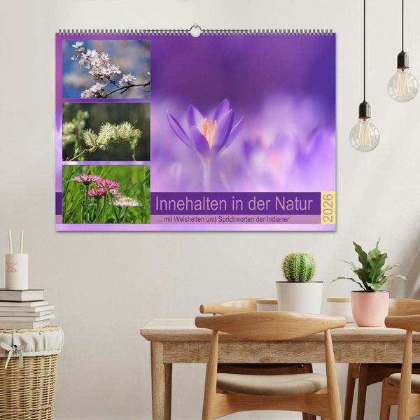 Produktbild: Innehalten in der Natur ... mit Weisheiten und Sprichworten der Indianer (Wandkalender 2026 DIN A2 quer), CALVENDO Monatskalender