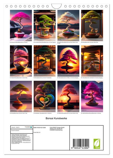 Produktbild: Bonsai Kunstwerke (Wandkalender 2026 DIN A4 hoch), CALVENDO Monatskalender