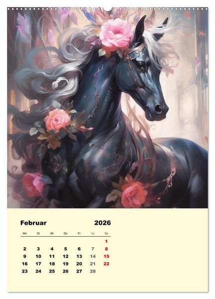 Produktbild: Pferde im romantischen Barockstil (Wandkalender 2026 DIN A2 hoch), CALVENDO Monatskalender
