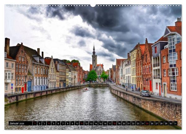 Produktbild: Die Grachten von Br&uuml;gge (hochwertiger Premium Wandkalender 2026 DIN A2 quer), Kunstdruck in Hochglanz