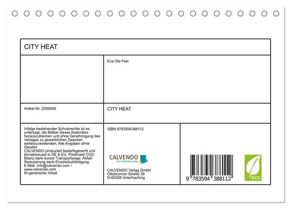 Produktbild: CITY HEAT (Tischkalender 2027 DIN A5 quer), CALVENDO Monatskalender