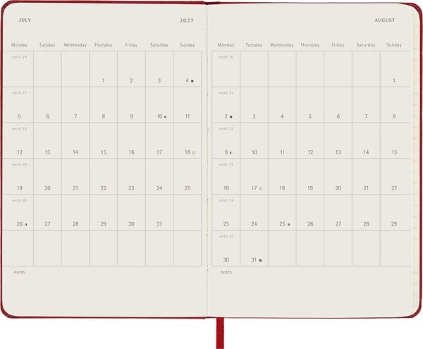 Produktbild: Moleskine 18 Monate Wochen Notizk. 26/27 A6 1W=1S Geb Rot