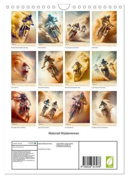 Produktbild: Motorrad W&uuml;stenrennen (Wandkalender 2026 DIN A4 hoch), CALVENDO Monatskalender