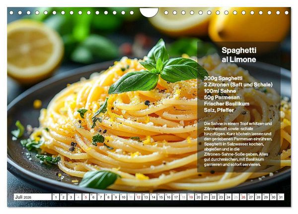 Produktbild: Italienische Spaghetti Rezepte - Leckere So&szlig;en f&uuml;r jeden Monat (Wandkalender 2026 DIN A4 quer), CALVENDO Monatskalender