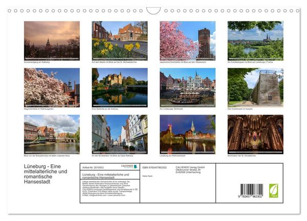 Produktbild: L&uuml;neburg - Eine mittelalterliche und romantische Hansestadt (Wandkalender 2026 DIN A3 quer), CALVENDO Monatskalender
