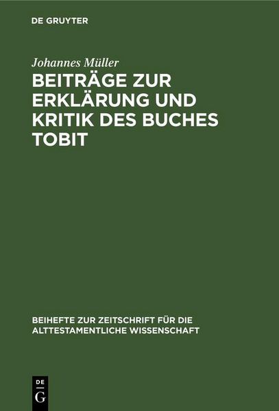 Produktbild: Beitr&auml;ge zur Erkl&auml;rung und Kritik des Buches Tobit