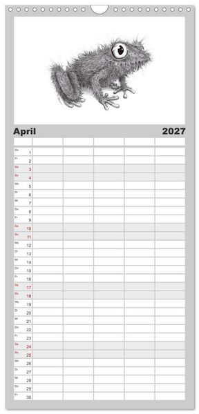 Produktbild: Familienplaner 2027 - TIERONISCH mit 5 Spalten (Wandkalender, 21 x 45 cm) CALVENDO