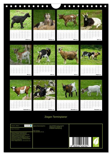 Produktbild: Ziegen Terminplaner (Wandkalender 2026 DIN A4 hoch), CALVENDO Monatskalender