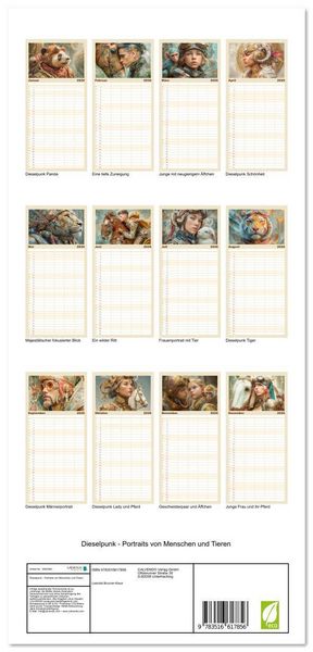 Produktbild: Familienplaner 2026 - Dieselpunk - Portraits von Menschen und Tieren mit 5 Spalten (Wandkalender, 21 x 45 cm) CALVENDO