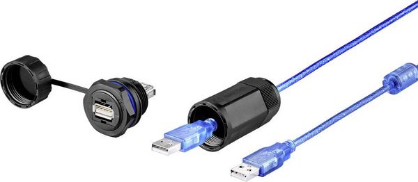 Produktbild: Renkforce USB 2.0 Kabel [1x USB 2.0 Buchse A - 1x USB 2.0 Buchse A] 1.00m mit Schutzkappe