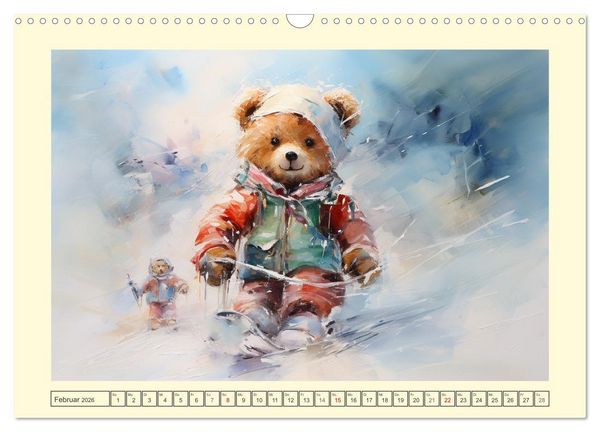 Produktbild: Teddyb&auml;r Romantik. Vertr&auml;umte Aquarelle von lieblichen B&auml;ren (Wandkalender 2026 DIN A3 quer), CALVENDO Monatskalender