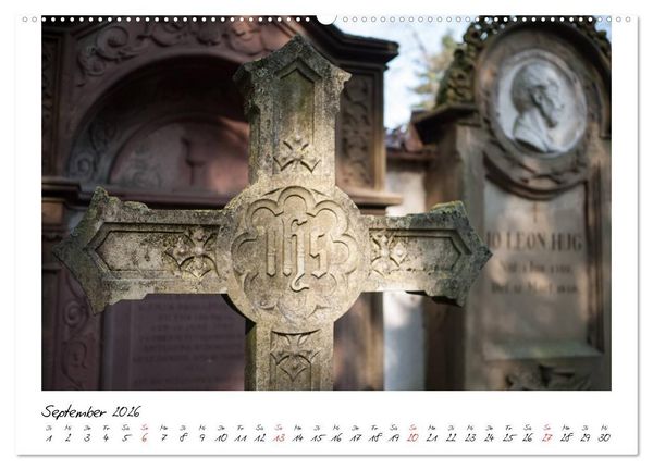 Produktbild: Alter Friedhof Freiburg (hochwertiger Premium Wandkalender 2026 DIN A2 quer), Kunstdruck in Hochglanz
