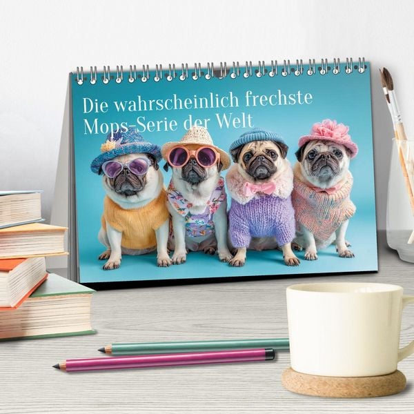 Produktbild: Der wahrscheinlich frechste Mops-Serie der Welt (Tischkalender 2027 DIN A5 quer), CALVENDO Monatskalender