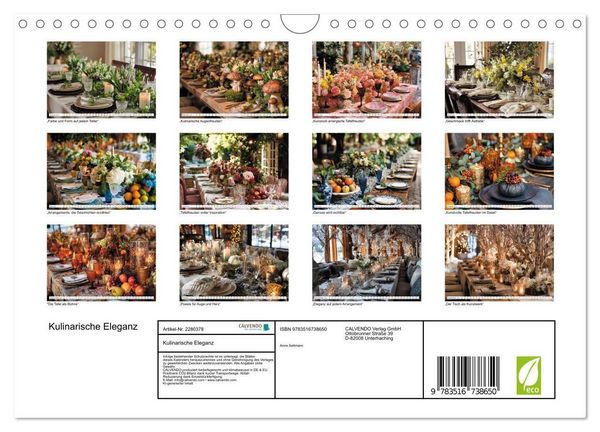 Produktbild: Kulinarische Eleganz (Wandkalender 2026 DIN A4 quer), CALVENDO Monatskalender