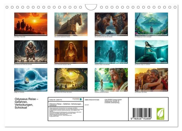 Produktbild: Odysseus Reise &ndash; Gefahren, Verlockungen, Schicksal (Wandkalender 2027 DIN A4 quer), CALVENDO Monatskalender