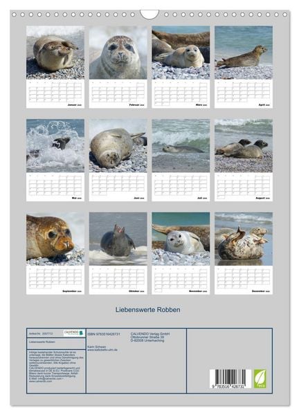 Produktbild: Liebenswerte Robben (Wandkalender 2026 DIN A3 hoch), CALVENDO Monatskalender