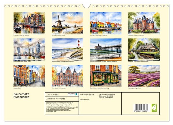 Produktbild: Zauberhafte Niederlande (Wandkalender 2026 DIN A3 quer), CALVENDO Monatskalender