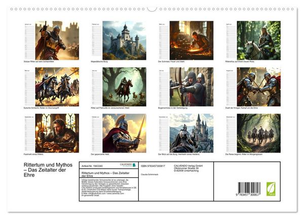 Produktbild: Rittertum und Mythos &ndash; Das Zeitalter der Ehre (hochwertiger Premium Wandkalender 2026 DIN A2 quer), Kunstdruck in Hochglanz