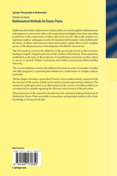 Produktbild: Mathematical Methods for Elastic Plates