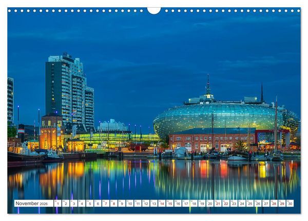 Produktbild: Bremen und Bremerhaven - Nachtaufnahmen (Wandkalender 2026 DIN A3 quer), CALVENDO Monatskalender