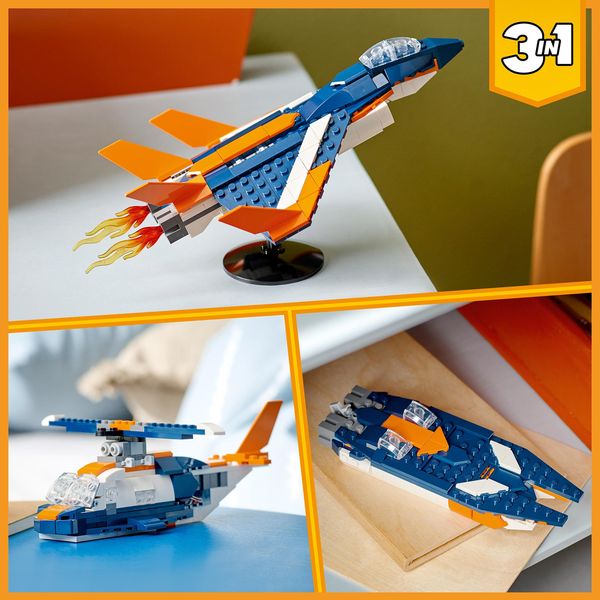 LEGO Creator 31126 3-in-1 Überschalljet, Hubschrauber, Boot, Spielzeug