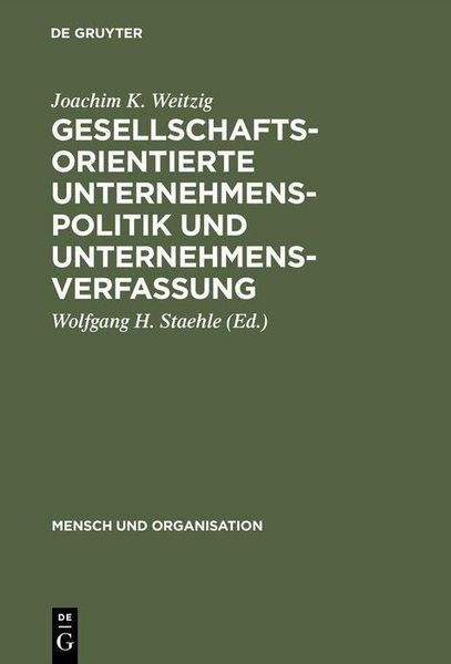 Produktbild: Gesellschaftsorientierte Unternehmenspolitik und Unternehmensverfassung