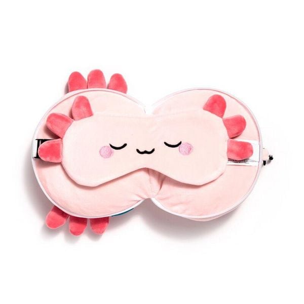 Produktbild: Relaxeazzz Adoramals Maddie der Axolotl Reisekissen & Schlafmaske