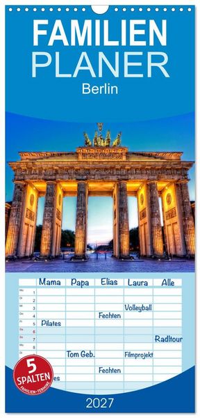 Produktbild: Familienplaner 2027 - Berlin mit 5 Spalten (Wandkalender, 21 x 45 cm) CALVENDO