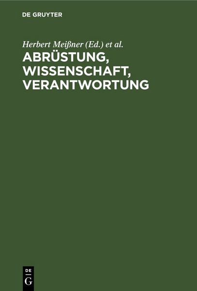 Produktbild: Abr&uuml;stung, Wissenschaft, Verantwortung