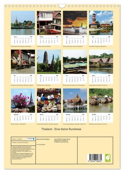 Produktbild: Thailand - Eine kleine Rundreise (Wandkalender 2026 DIN A3 hoch), CALVENDO Monatskalender