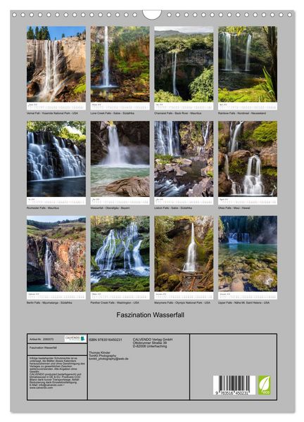 Produktbild: Faszination Wasserfall (Wandkalender 2026 DIN A3 hoch), CALVENDO Monatskalender