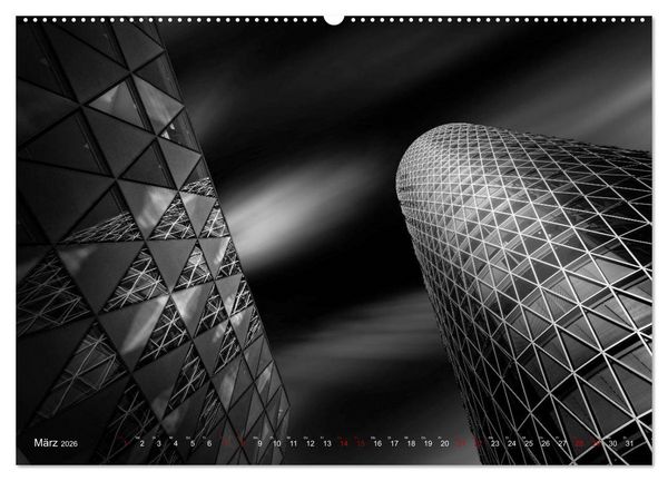 Produktbild: Monochrome Architektur (hochwertiger Premium Wandkalender 2026 DIN A2 quer), Kunstdruck in Hochglanz