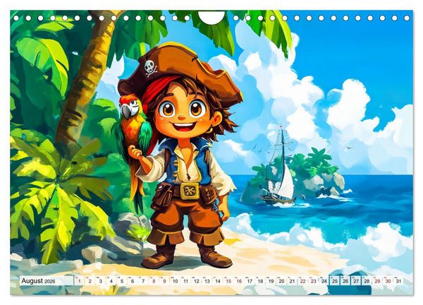 Produktbild: Piraten-Abenteuer - Die Reise zum verborgenen Schatz (Wandkalender 2026 DIN A4 quer), CALVENDO Monatskalender