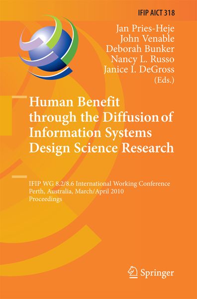 Produktbild: Human Benefit through the Diffusion of Information Systems Design Science Research