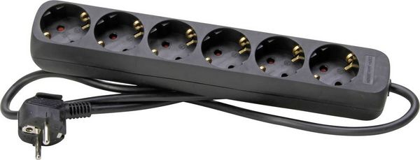 Produktbild: Kopp 120615007 Steckdosenleiste 6fach Schwarz Schutzkontakt 1St.