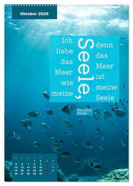 Produktbild: Verr&uuml;ckt nach MEER - Wellen - Strand - Zitate (Wandkalender 2026 DIN A2 hoch), CALVENDO Monatskalender