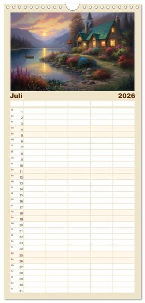 Produktbild: Familienplaner 2026 - Ein Haus in den Bergen mit 5 Spalten (Wandkalender, 21 x 45 cm) CALVENDO