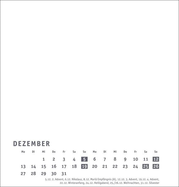Produktbild: Premium-Bastelkalender wei&szlig; mittel 2027