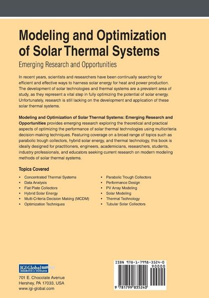 Produktbild: Modeling and Optimization of Solar Thermal Systems