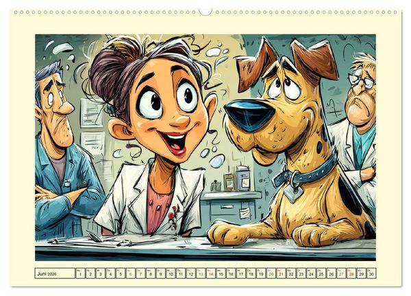 Produktbild: Beim Tierarzt! Tierisch schr&auml;ge Besuche in der Vetklinik (hochwertiger Premium Wandkalender 2026 DIN A2 quer), Kunstdruck in Hochglanz