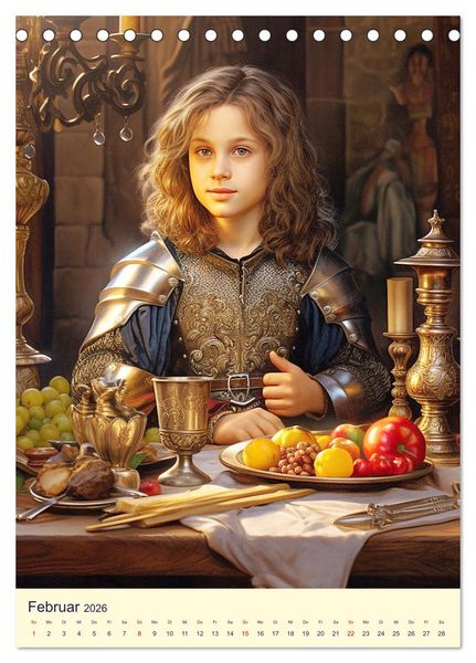 Produktbild: Kinder-Fantasy. Edle Burgfr&auml;ulein und Ritter im Mittelalter (Tischkalender 2026 DIN A5 hoch), CALVENDO Monatskalender