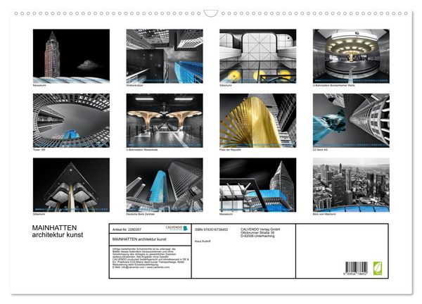 Produktbild: MAINHATTEN architektur kunst (Wandkalender 2026 DIN A2 quer), CALVENDO Monatskalender