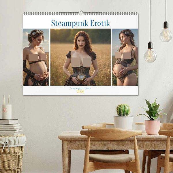 Produktbild: Steampunk Erotik - Schwangere Frauen (Wandkalender 2026 DIN A2 quer), CALVENDO Monatskalender