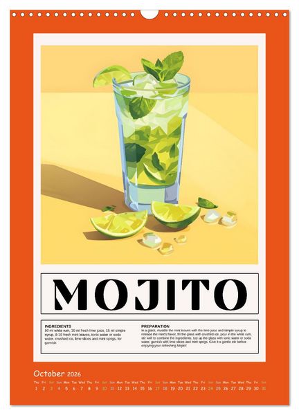 Produktbild: Classic Cocktails (Wall Calendar 2026 DIN A3 portrait), CALVENDO 12 Month Wall Calendar