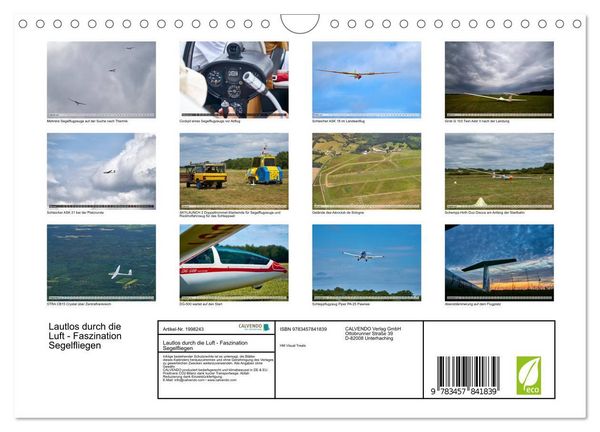 Produktbild: Lautlos durch die Luft - Faszination Segelfliegen (Wandkalender 2026 DIN A4 quer), CALVENDO Monatskalender