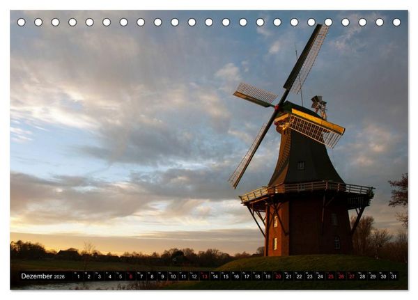 Produktbild: Windm&uuml;hlen in Deutschland (Tischkalender 2026 DIN A5 quer), CALVENDO Monatskalender